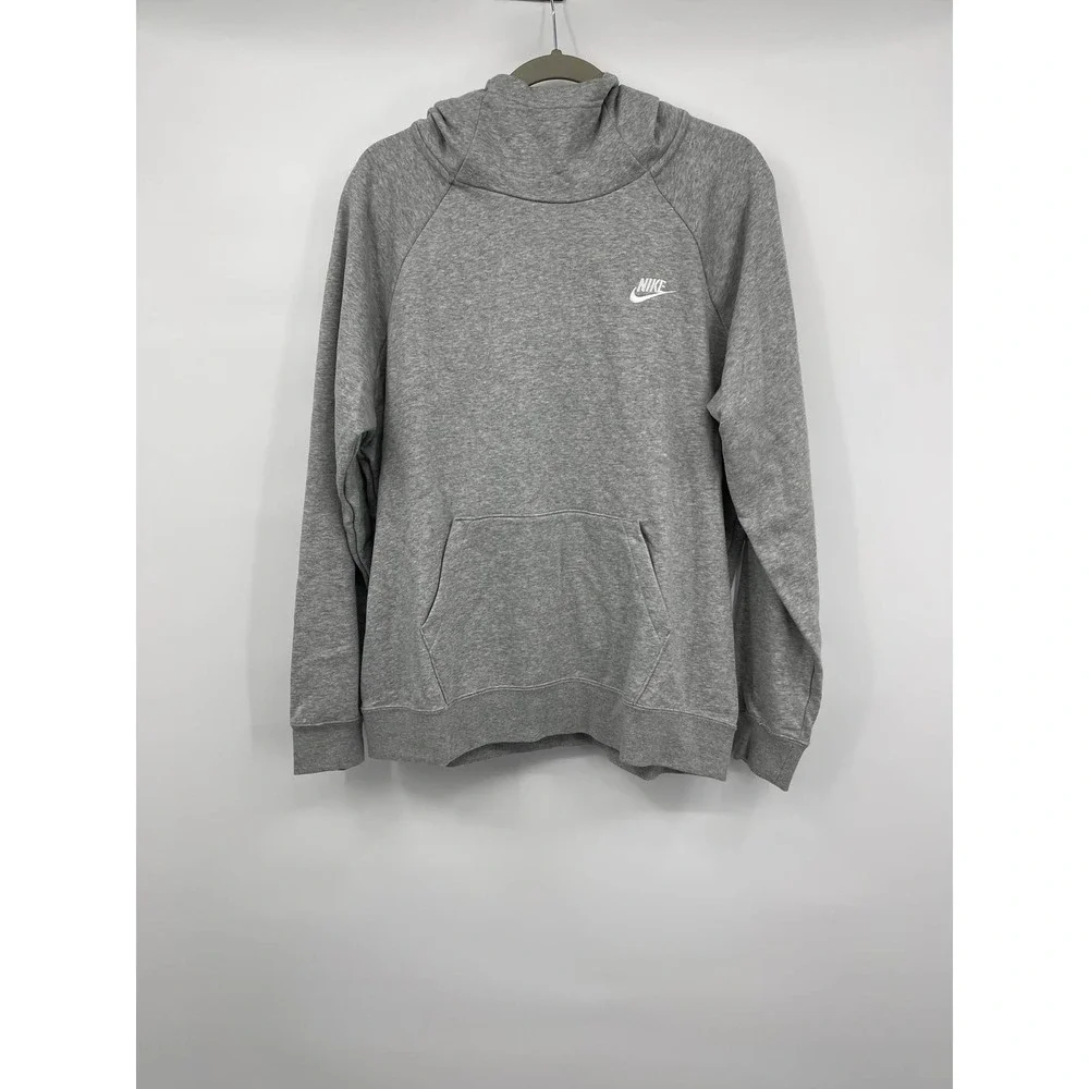 SOLD Nike Womens Gray Heather Essential Funnel Neck Hooded Sweatshirt Pullover - Picture 10 of 14